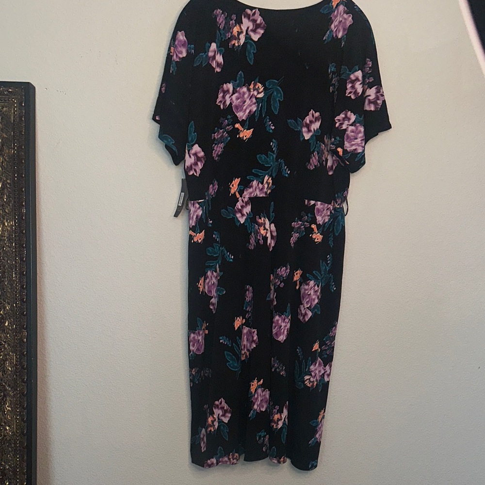 RACHEL Rachel Roy Black Midi Dress with Purple Floral Accents - Picture 7 of 9